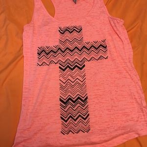 Cute Sheer tank with sparkly cross
